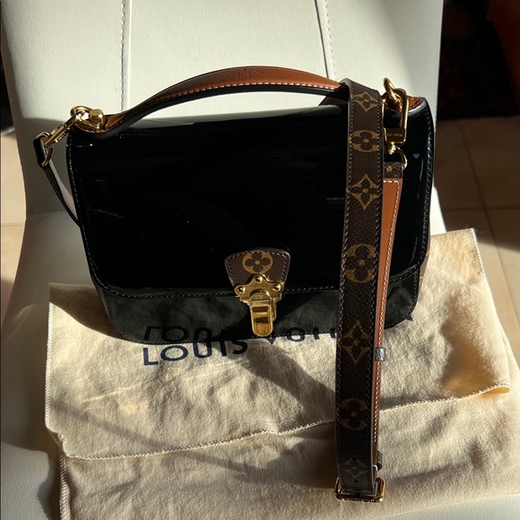 Louis Vuitton Glossy Black Satchel with Gold Hardware - Picture 10 of 16